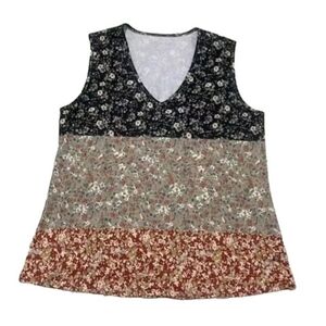 Womens Floral Multi Colored Tank Top 1x